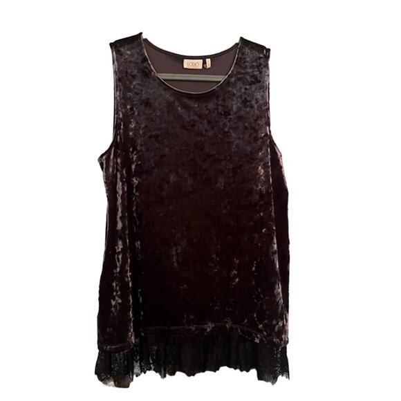 LOGO Tops - Logo By Lori Goldstein Tank Top Large Long Line Purple With Lace Hem Boho